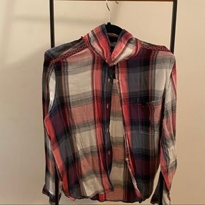 Mudd Plaid Ling Sleeve Button Down -XL